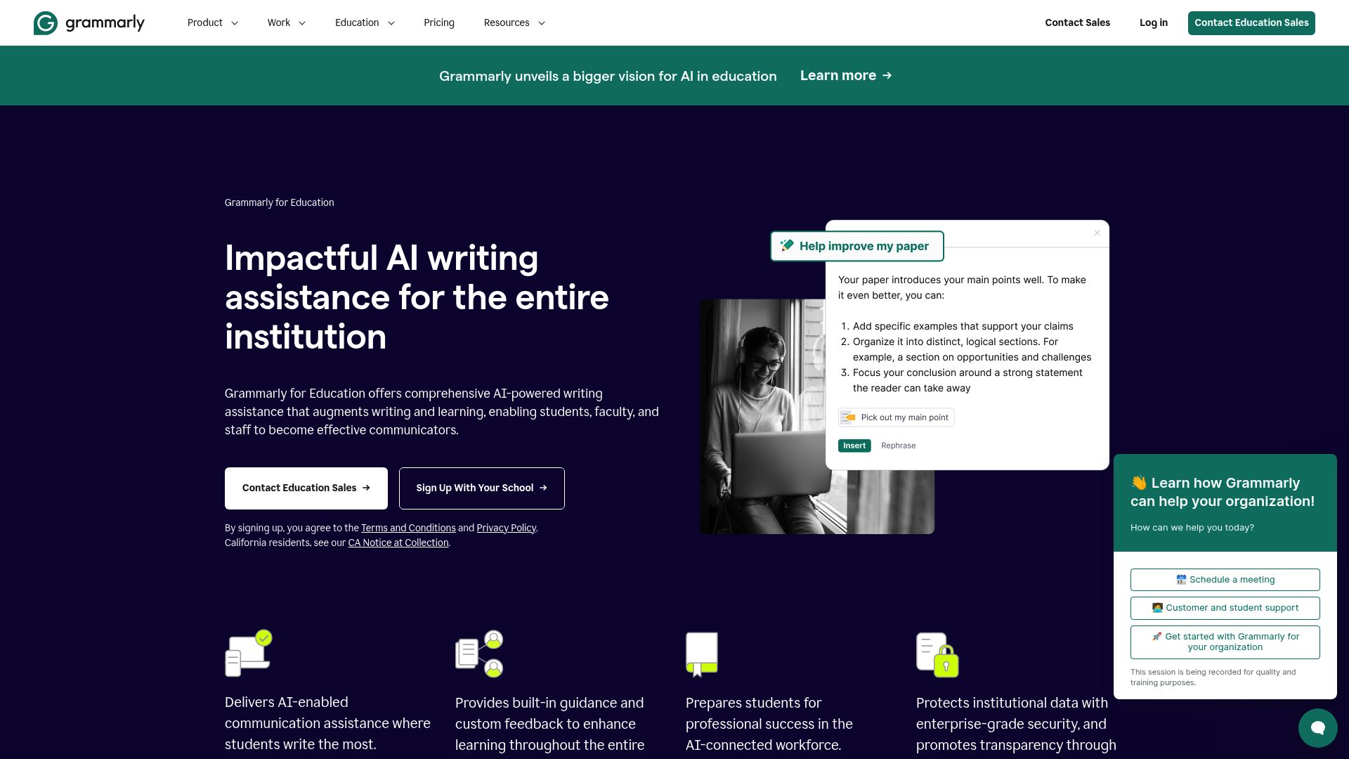Grammarly for Education screenshot