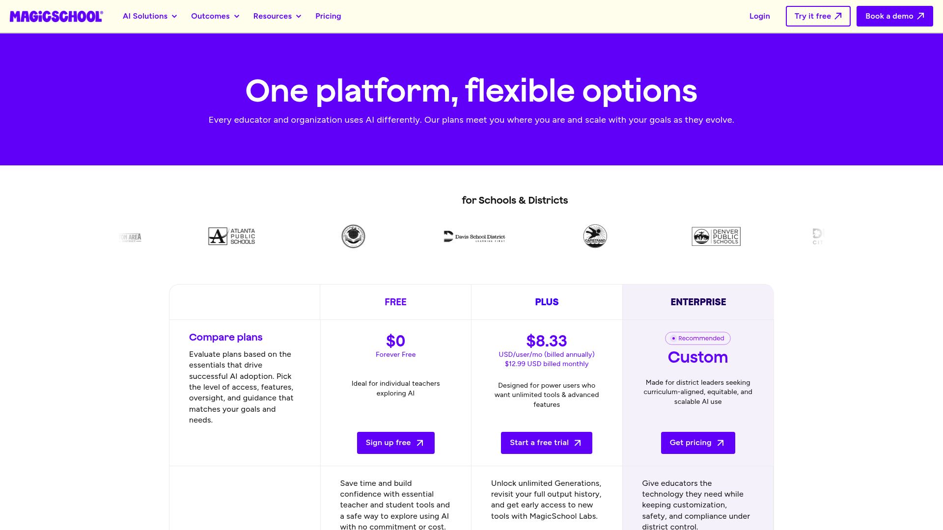 MagicSchool.ai pricing page
